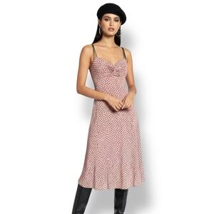 Féraud Paris Brown Polka Dot Midi Dress Size 8